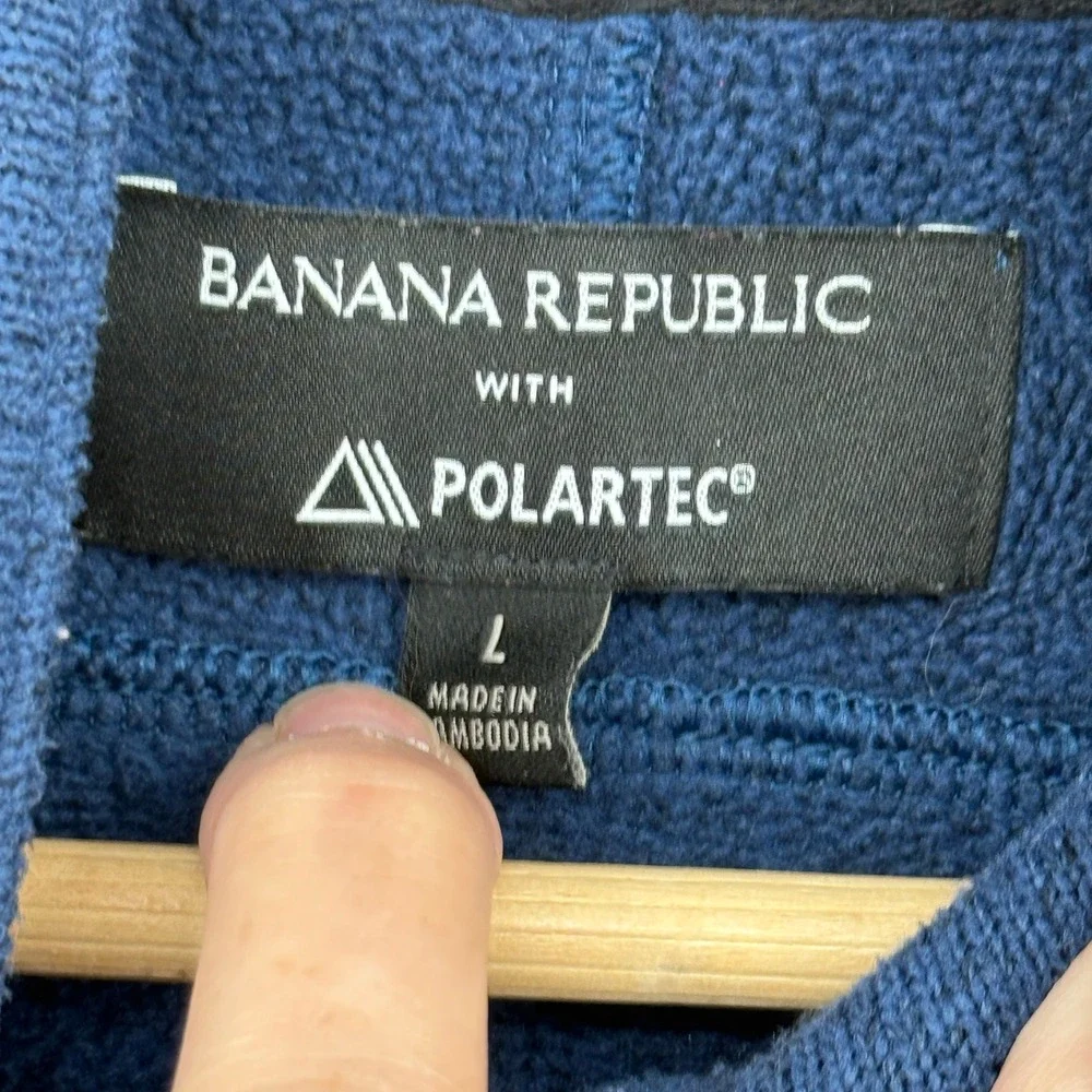 Banana Republic Quarter Zip Pullover Mens Large Blue Polartec Sweater Preppy